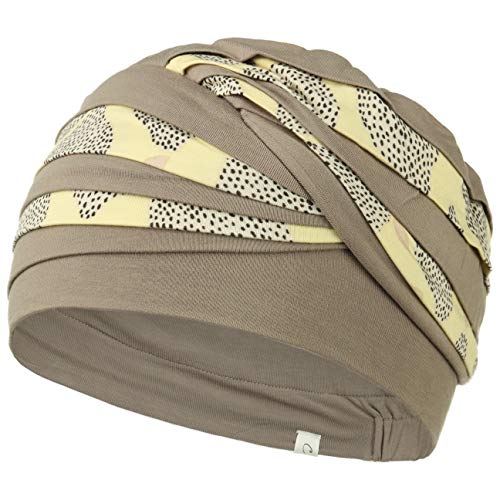 Christine headwear Turbante in Viscosa di bambù Shanti (Beige con Stampa Limone Estivo)