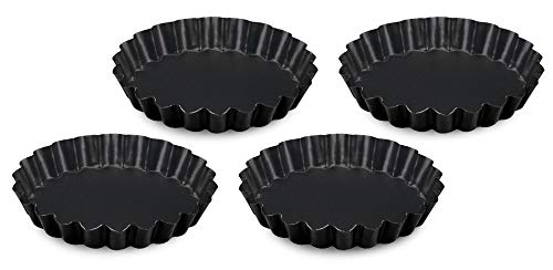 FORMEGOLOSE™, set 4 crostatine, 12 cm, realizzate in acciaio con doppio strato antiaderente, colore nero