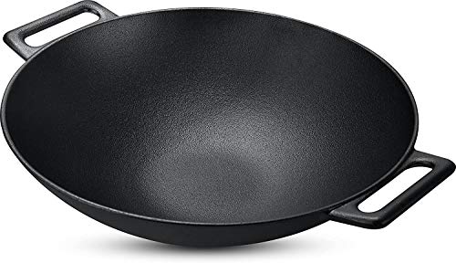 Padella wok in ghisa 30.5cm, nero, concavo manici larghi di KICHLY