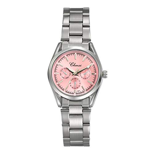 Lancardo Orologio Quarzo da polso Donna cinturino Acciaio inossidabile 3 Quadranti Impermeabile Movimento Giapponese Rosa Regalo Perfetto