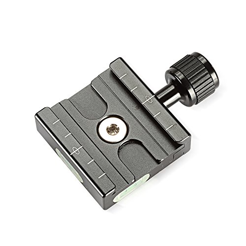 Neewer® Alluminio 50 mm piastra a sgancio rapido QR morsetto 3/8 con 1/4 adattatore e Built-in Livella a bolla per Benro Acratech Kirk Wimberley Gitzo Manfrotto RRS Arca Swiss e Altre arca-style Piastra a Sgancio Rapido