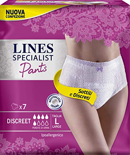 Lines Specialist Pants Discreet, 14 Assorbenti per Incontinenza Donna, Taglia L