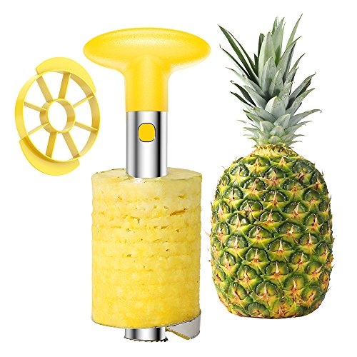 SameTech Strumento per sbucciare ananas e per rimuoverne il torsolo, in acciaio INOX, strumento per la cucina facile da usare