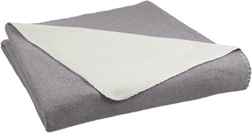 AmazonBasics - Coperta in pile, 150 x 200 cm, Grigio/Crema