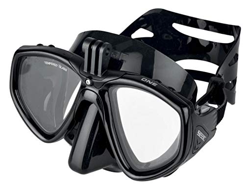 SEAC One PRO, Maschera da Sub con Supporto per Videocamera Gopro per Immersioni Subacquee e Snorkeling Unisex Adulto, Nero, Taglia Unica