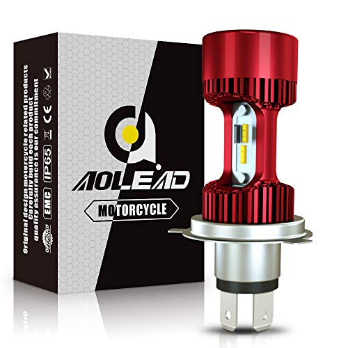 Aolead H4 LED Lampadina per Moto, 6400LM Lampada Abbaglianti e Anabbaglianti, DC 12V 6000K -1 Lampada