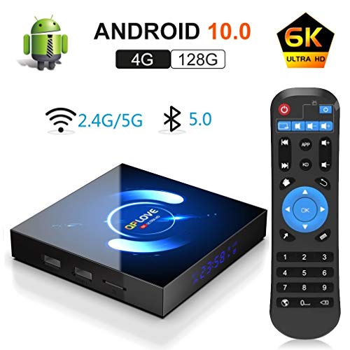 QPLOVE Q6 Android 10.0 TV Box 4GB 128GB H616 Quad Core Cortex A53 Dual WiFi 2.4G/5G 100M Ethernet BT5.0 3D 6K Smart TV Box
