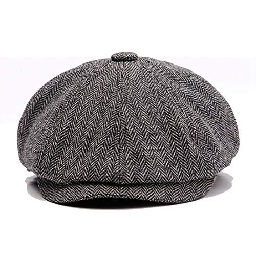 KeepSa Newsboy cap Coppola Uomo - Berretto a 8 Spicchi Piatto Berretto Lana Uomo 56-62 cm - Peaky Irish Gatsby Wool Felt Ivy cap