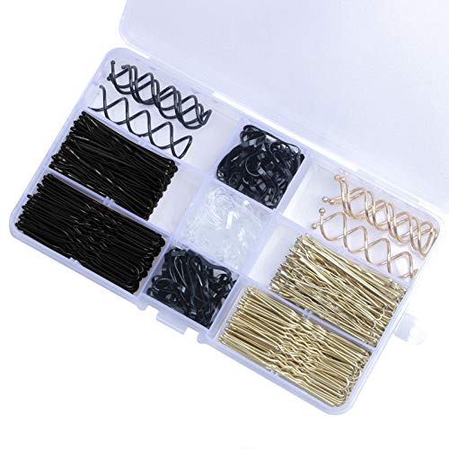 ZOCONE Forcine per Capelli, 356 Pezzi in Totale, 206 Pezzi Forcina Capelli Perni di Capelli U Forcine Capelli(Oro e Nero)+ 150 Pezzi Elastici Capelli Donna in Gomma, con Scatola