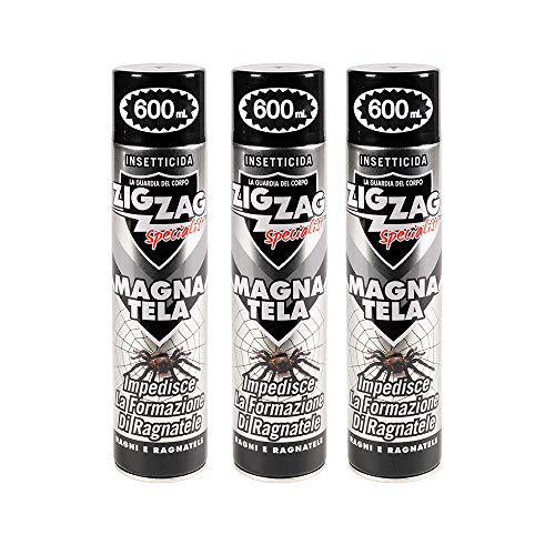 3 PEZZI Zig Zag Specialist MAGNA TELA Insetticida per ragni impedisce la formazione di ragnatele 600ml