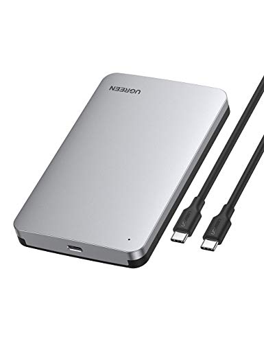 UGREEN Case Esterno per Disco Rigido 2.5'' USB-C 3.1 Gen 2 con USPA fino a 10Gbps, Custodia Esterno HDD SSD Thundebolt 3 per SATA da 7mm 9.5mm per Samsung WD Toshiba Seagate Hitachi, PS4, Xbox