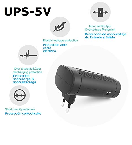Tu alarma SIN cuotas - Mini UPS o Mini UPS 5V con batteria interna e connettore USB | Sistema di alimentazione ininterrotto | Per router di telecamere e altri dispositivi di sicurezza
