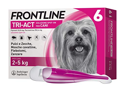 Frontline TriAct - Soluzione spot-on insetticida e acaricida specifica per cani 2 - 5 Kg, 6 Pipette