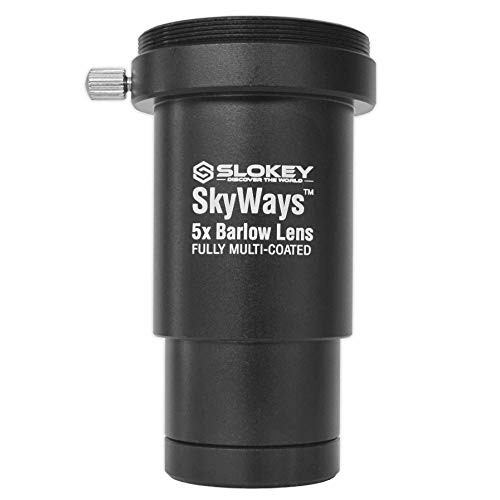 Lente cromata Barlow 5X Pro Slokey SkyWays di qualità ottica superiore trattata con FMC e antiriflesso per un'immagine nitida e luminosa - Super leggera, compatta e resistente (1,25