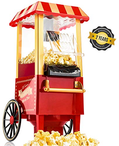 Gadgy Popcorn Machine - Retro Macchina Pop Corn Compatta, Aria Calda Senza Olio Grasso