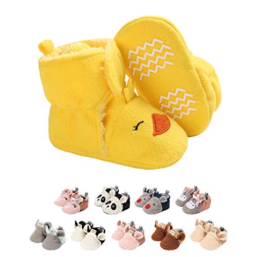 Stivali Invernali per Bambino, Unisex Neonato Carino Suola Antiscivolo Stivali Scarpe in Cotone Spesse Scarponi da Neve (6-12 Mesi, Giallo M)