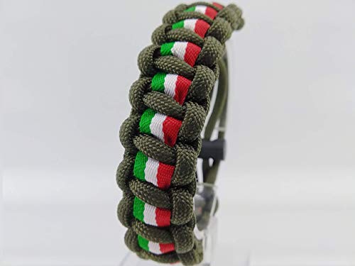 Bracciale regolabile ITALIA di paracord 550, ARMY GREEN
