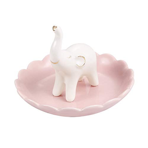 ROSA&ROSE Porta Anelli in Ceramica - Vassoi per Gioielli Orecchini Bracciali (Elefante)