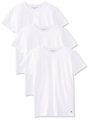 Tommy Hilfiger CN Tee SS 3 Pack Premium Essentials Maglietta, Bianco, L (Pacco da 3) Uomo