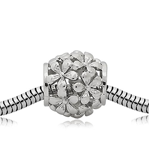ANDANTE-Stones - Charm a forma di fiore in argento per perline europee + sacchetto in organza.