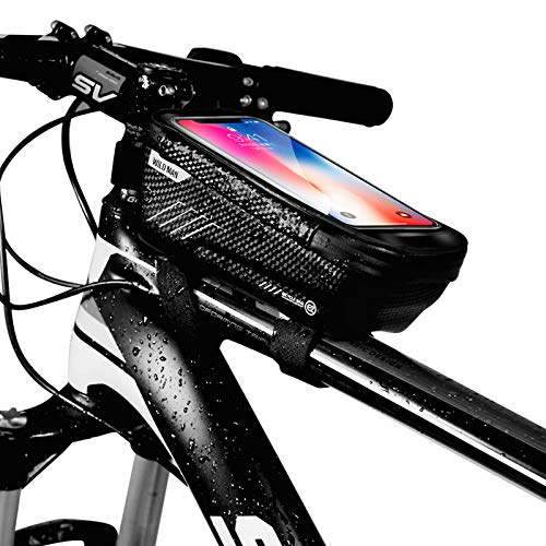 Borsa Telaio Bici Porta Cellulare, Impermeabile Manubrio per Borse Biciclette Touch Screen, Supporto Bici MTB, Accessori Bicicletta Bici da Corsa Ciclismo, Mountain Bike Portacellulare per 6.5 Pollici