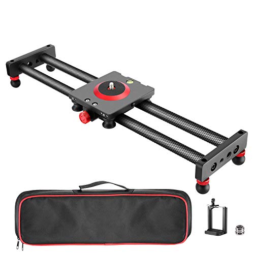 Neewer Mini Binario Slider Dolly Stabilizzatore in Fibra di Carbonio per Fotocamere/Smartphone, 40cm Compatto con 4 Cuscinetti per Smartphone DSLR Videocamere Filmati Fotografia YouTube