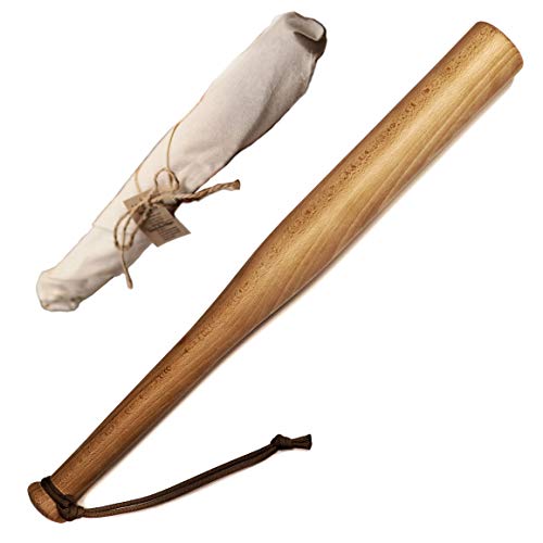 Victorer Mazza da baseball in legno naturale con cinturino da polso in Paracord - confezionato come un regalo - perfetto per l'autodifesa o per la decorazione