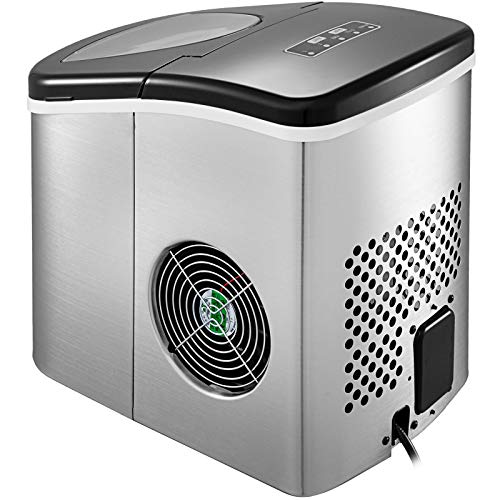 GIOEVO Macchina per Ghiaccio 12Kg per 24 Ore Ice Maker Acciaio inossidabile 220V Argento Macchina per Ghiaccio Controsoffitto Cubetti di Ghiaccio Chiari Compatti per Cucina Bar Casa