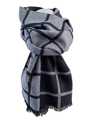 Elegante sciarpa invernale 100% seta di ottima qualità, colore grigio nero