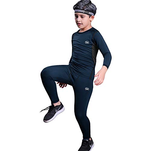 MeetHoo Set Intimo Termico Bambino Sci Biancheria Intima Termica per Bambini Maglia Termica Bambino Calcio Manica Lunga Pantaloni Termici Bambino Calcio per Bambini dai 8 a 16 Anni