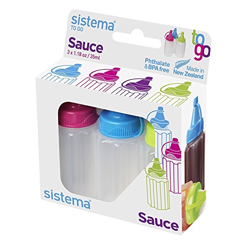 Sistema To Go, Bottiglia Contenitore flessibile per Salsa,  3 x 35 ml, Colori Assortiti