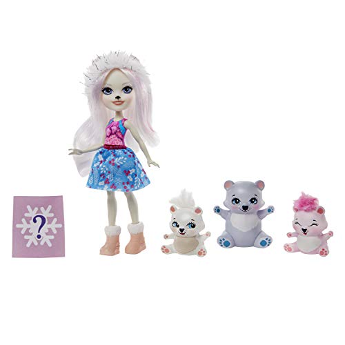 Enchantimals- Bambola di Pristina l'Orso Polare con 3 Amici Cuccioli Giocattolo per Bambini 3+Anni, GJX47