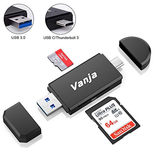 Vanja USB 3.0 Lettore di Schede, Lettore di Schede USB Tipo C/Thunderbolt 3 SD/MicroSD Adattatore OTG per MacBook PRO, MacBook, iMac, Samsung S10/S9/S8, Huawei P30/P20/P10/Mate 20/10