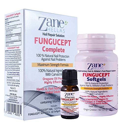 Zane Hellas FunguCept Complete. Soluzione unghie fungine. Soluzione Unghie Fungus Nail per unghie scolorite, ispessite, sbriciolate e con funghi. Risultati visibili in 4 Settimane.10ml e 60 softgel