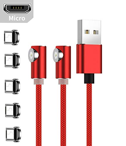 Ruibo Sike - Cavo di ricarica magnetico USB a forma di L, 90 gradi Micro USB Rosso