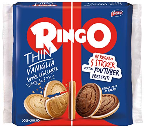 Pavesi Biscotti Ringo Thin Vaniglia, Snack per Merenda o Pausa Studio, Senza Olio di Palma, Confezione da 234 g