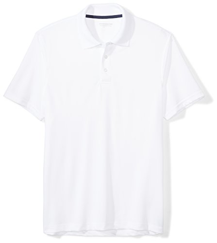 Amazon Essentials Slim-Fit Quick-Dry Golf Polo Shirt, Bianco (White), Medium (Taglia Produttore:):)