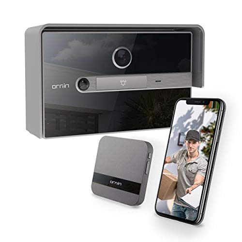 Ornin WiFi Video Doorbell | Kit videocitofono con Chime e trasformatore, video HD 1080p, rilevazione di movimento PIR, comunicazione bidirezionale, IP65 resistente alle intemperie. (Grigio)