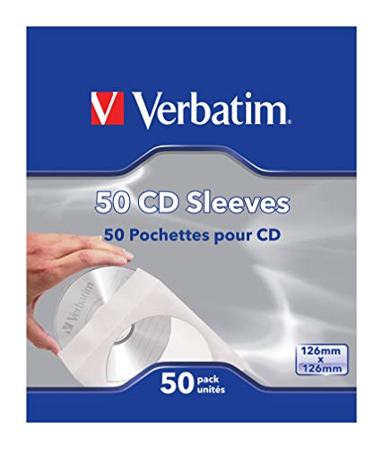 Verbatim 49992 - Custodia CD, buste di carta richiudibili per CD, DVD e Blu-Ray, con finestra trasparente, 50 pezzi