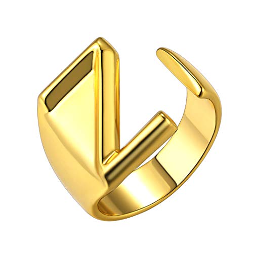 GoldChic Jewelry Anello in Oro Spesso Z Iniziale, Anelli con Sigillo Aperto Regolabili Lettera captial per Donna Uomo