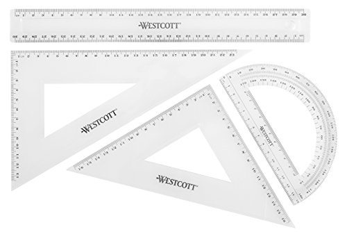 Westcott E-10304 00 Set matematica, 4 pezzi, plastica, trasparente