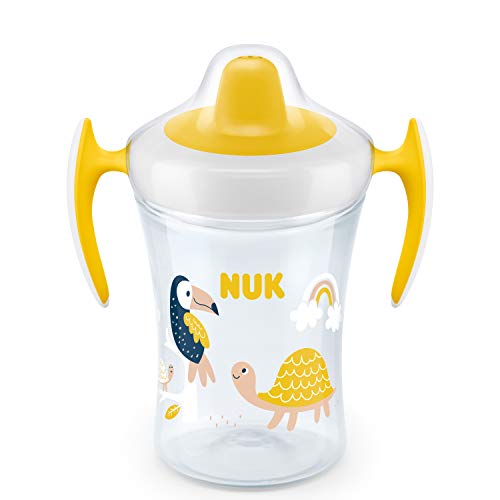 NUK Trainer Cup tazza biberon | Beccuccio morbido e a prova di perdite | 6+ mesi | Senza BPA | 230ml | tucano (giallo) | 1 pezzo