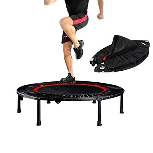 Trampolino fitness con funzione pieghevole opzionale Ø 110 cm – Corde elastiche silenziose e delicate alle articolazioni con manico regolabile pieghevole per, trampolino da interno e rimbalzante