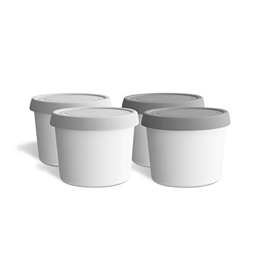 Set di Contenitori per Gelato da 4 Pezzi 400 ml, Contenitori Alimentari BPA-free, Contenitore Congelatore, Contenitore per Conservare