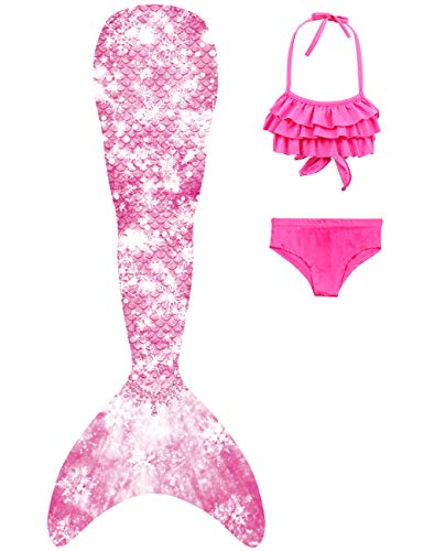 shepretty Coda di Sirena con Bikini per Bambina,wupuN01-Rosa,130