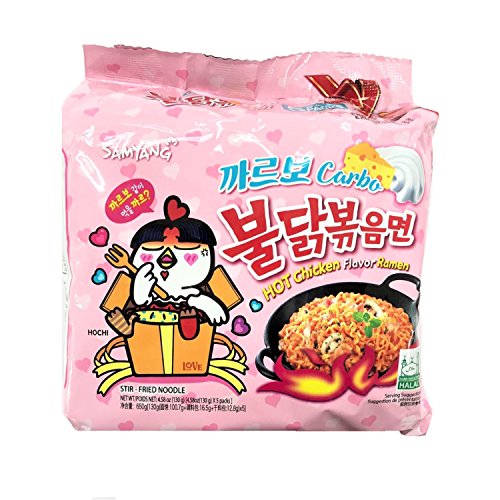 Samyang Carbo Buldak Bokkum Ramen Pack of 5 Hot Spicy Chicken Flavor Ramen with Carbo flavor