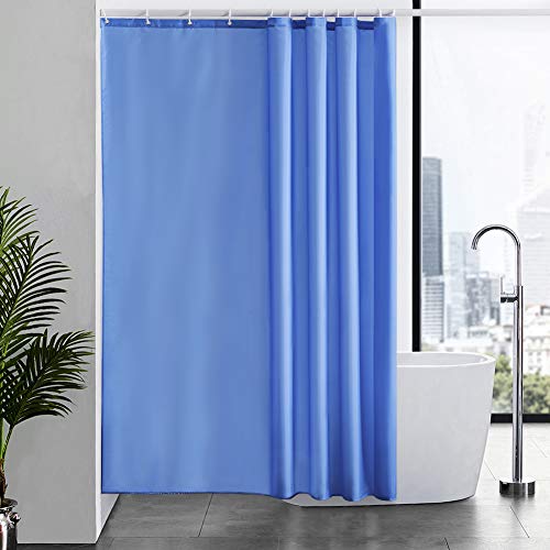 Furlinic Tende Doccia Anti-Muffa Tessuto in Poliestere, Blu Tende Doccia Impermeabile &Lavabile,Tenda Vasca da Bagno con 12 Ganci Tenda doccia-180x200cm.