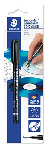 Staedtler Lumocolor permanent CD/DVD, penna nera per scrivere su CD/DVD, larghezza tratto circa 0.4 mm, 310-9CDBKD