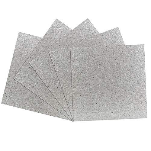 BUZIFU 5 Pezzi Mica per Microonde Mica Piastre a Microonde Foglio Universale Mica Resistente Forno Piastre di Mica Isolamento Carte di Mica per Forno a Microonde Protezione, 13*13cm (Grigio)