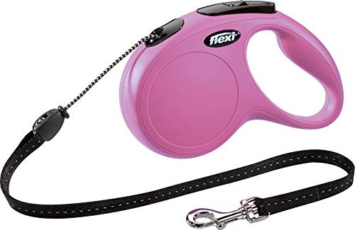 Flexi New Classic - Guinzaglio Per Cani Retrattile,Taglia M Da 5 Metri Rosa, Perfetto Per Cane Domestico Max 20kg, Rosa